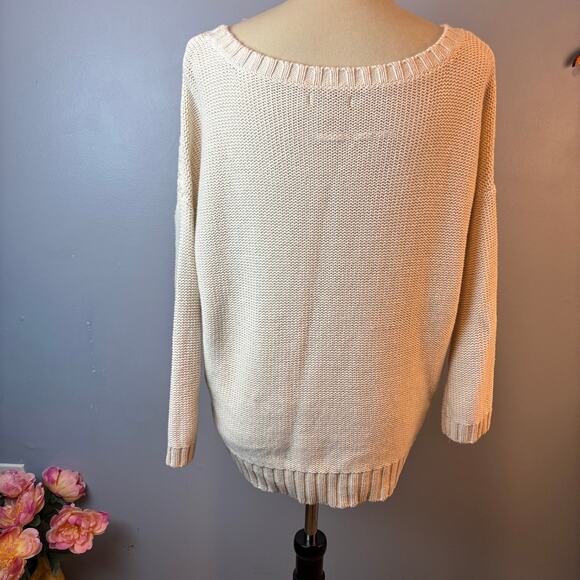 American Eagle Vintage Pastel Chunky Knit Striped Sweater Scoopneck Large - Picture 3 of 8